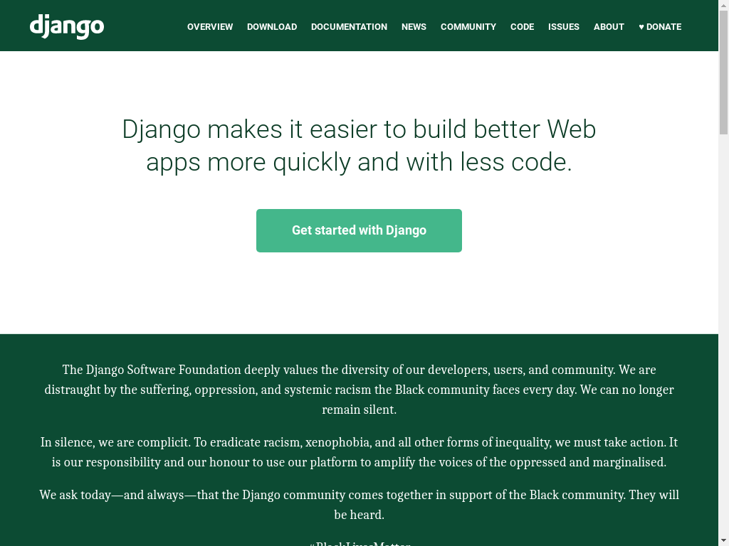 captura de la página de Django